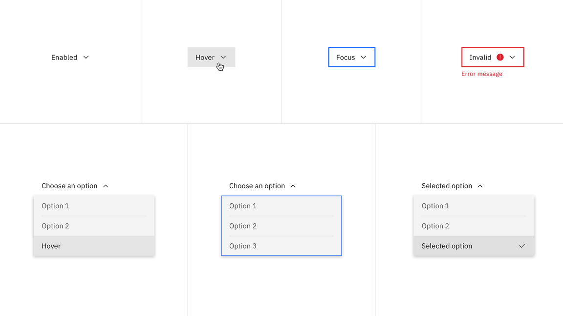 Inline dropdown states